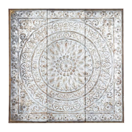 36" Gray Metal Rustic Floral Wall Décor